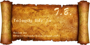 Telegdy Béla névjegykártya